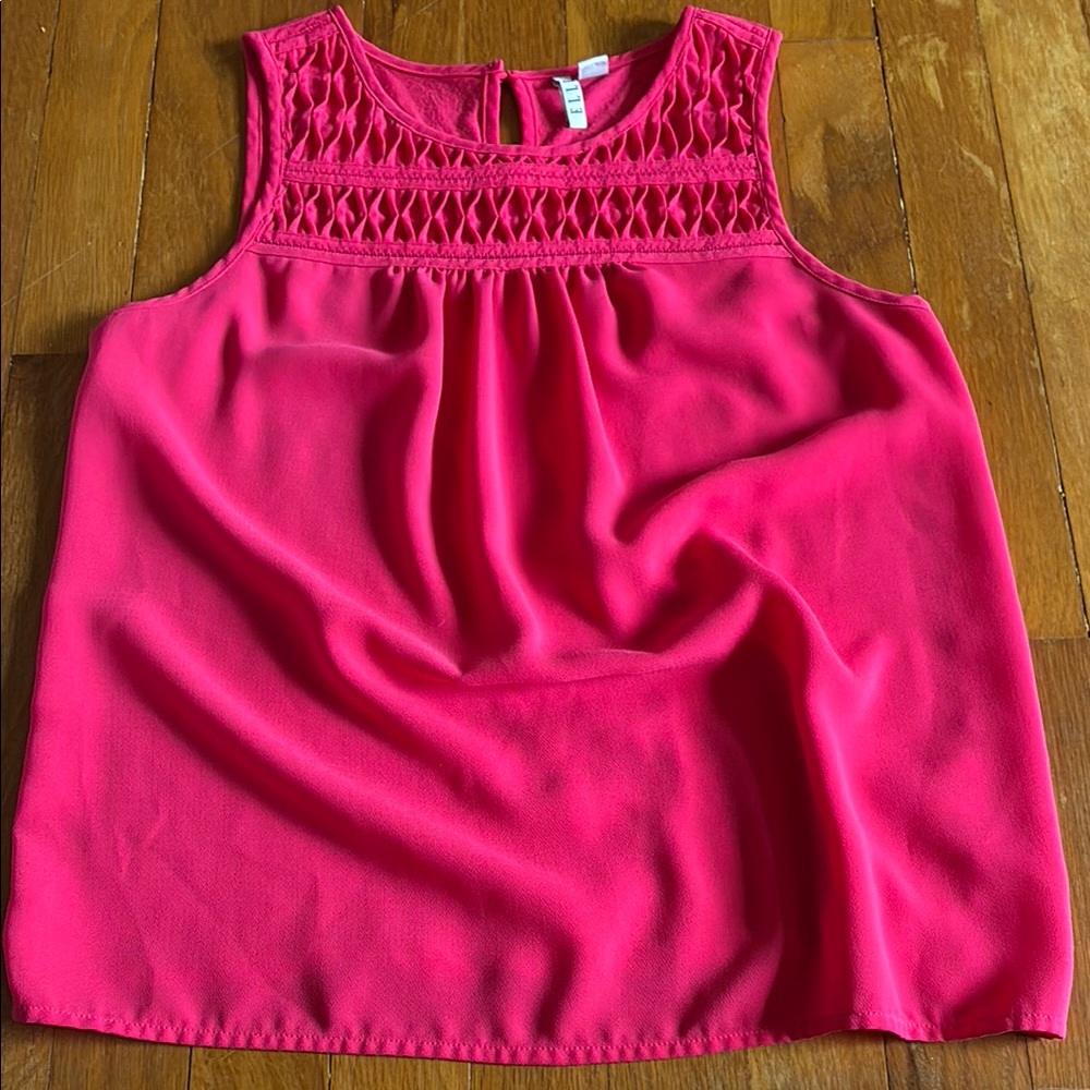 Elle Pink Sleeveless Blouse with Lattice Detail